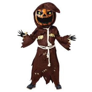 Spooktacular Creations Scary Scarecrow Costume for Kids, Halloween Costume for Boys w/Pumpkin Head, Pumpkin Outfit for Boys, Medium
