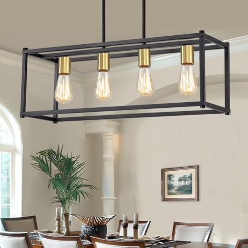 5-Light Dining Room Light Fixture,Black Farmhouse Kitchen Island Lighting,Rustic Pendant Light Over Table with Adjustable Rods,Modern Linear Chandeliers for Dining Room Kitchen Island 5-Light Dining Room Light Fixture,Black Farmhouse Kitchen Island Lighting,Rustic Pendant Light Over Table with Adjustable Rods,Modern Linear Chandeliers for Dining Room Kitchen Island