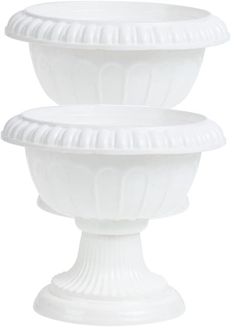 MERRYHAPY 2PCS Vintage Roman Flower Pot European Style Decorative Urn Planter for Front Door and Wedding Decor Durable Plastic Container for Silk and Dried Flowers