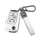 Flensent Key Fob Cover with Keychain for Buick Encore Camaro Equinox Impala Sonic Trax GMC Terrain Flip (White)
