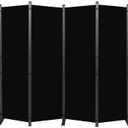 Room Divider, 8 Panel Folding Privacy Screens with Wider Support Feet, 6 Ft Portable Room Partition for Room Separator, 176" W X 71" H, Black