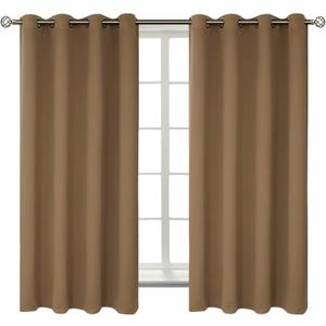 BGment Blackout Curtains for Living Room - Grommet Thermal Insulated Room Darkening Curtains for Bedroom, 2 Panels of 52 x 63 Inch, Taupe
