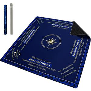 Mahjong Mat for Table 32.7''32.7'', American Mah Jongg Mat with Rules,Rolled-Shipping Crease-Free Waterproof Non-Slip Neoprene Mahjong Table Mat, Noise-Reducing Gaming Mat(Blue)