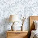2 x Abyssaly Light Blue Peel and Stick Wallpaper Floarl Bird Contact Paper 17.3" x 196.8" Toile Modern Flower Leaf Wall Paper Self Adhesive Removable Vinyl Wrap for Bathroom Bedroom Kitchen Wall Decor