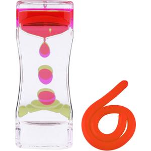 Liquid Motion Bubbler Sensory Toys  2 Pc Set Bundle Stretchy String Fidget Toys Timer for Stress Relief and Anxiety Relief Great for Toddler, Children, Kids, Adults, Seniors, ADHD Autism ADD Orange
