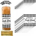 Containlol 100 Pack Bread Bags for Homemade Bread with Twist Ties, Clear Plastic Bakery Bags with Black Buffalo Plaid Design for Sourdough, Cookies, Rolls, Home Bakers Gift Packaging