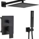 Shower Faucet Set Rain Shower System Matte Black with High Pressure 10-Inch Shower Head Handheld Square Shower Head Bathroom Luxury Rain Shower Faucet Shower Complete Combo Kit Wall Mounted