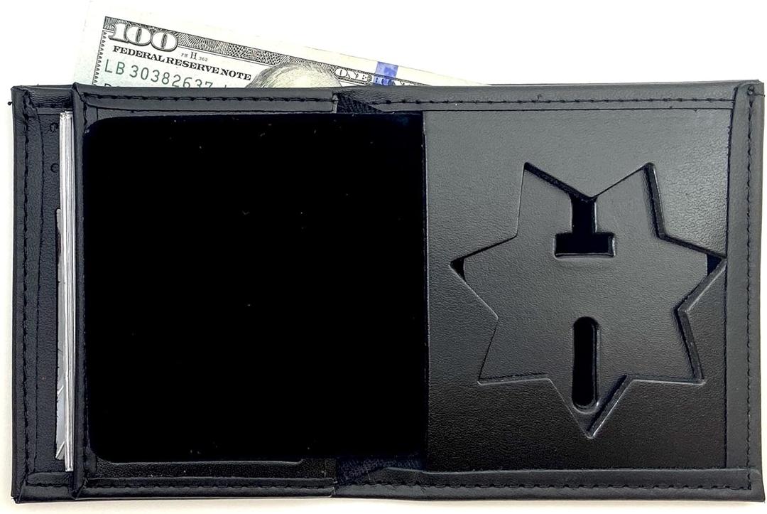 Perfect Fit Shield Wallets Jail Police Law Enforcement 7 Point Star California DOC Corrections style Bi-Fold hidden badge wallet Fits for Blackinton B2001 (Cutout PF215)