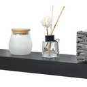 Workshop Wood Floating Shelves, Wide Wooden Wall Shelves for Living Room Bedroom Kitchen Bathroom Farmhouse - Black Color - Set of 1