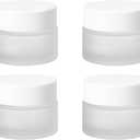 4 Packs15g Frosted Glass Cosmetic Jars with White Lids Refillable Empty Cream Containers Small Cosmetic Storage Pots for Travel, Sample, DIY Skincare, Lip Balm, Eye Cream, Face Lotion