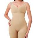 Eleady Shapewear Bodysuit Tummy Control Seamless Full Body Shaper Butt Lifting Shapewear Sculpting Body Shaper Tank Top - Beige, Medium/ Large
