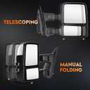Youxmoto Towing Mirrors fit for 2008-2016 for Ford for F250 F350 F450 F550 Super Duty Pickup Truck Mirrors, Heated; Manual Telescoping/Folding; Turn Signal; Left +Right Side Mirrors; Chrome