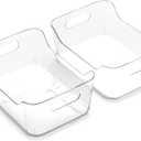 BINO | The SOHO Collection Plastic Storage Bins, X-Small - 2 Pack, Clear | Pantry and Fridge Organizer Containers, Kitchen Cabinet and Medicine Cabinet Bins