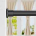 ALLZONE Shower Curtain Rod Spring Tension, 28-42 Inch Heavy Duty Tension Rod No Drilling, Anti-Slip Shower Rod Tension, Adjustable Tension Curtain Rod for Window/ Bathroom/ Closet, Black