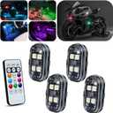 Upgraded 4PCS Wireless LED Strobe Lights for Car, 8 Colors Interior Car Lights with Remote Control, USB-C charging Warning Light for Car Motorcycle Drone Bike Decor