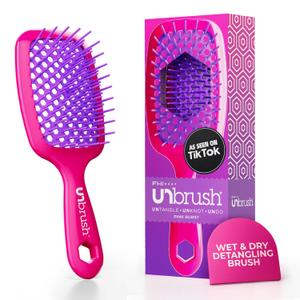 FHI Heat UNbrush Detangling Brush for Pain-Free Brushing on All Wet or Dry Hair Types Durable DuoFlex Anti-Static Bristles, Lightweight Handle, Vented Hair Brush