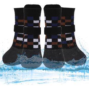 PUPTECK Dog Shoes for Hot Pavement Small Medium Large Size Dogs, Booties and Paw Protectors for Hardwood Floors, Grippy Socks to Prevent Licking Rubber Rain Hiking Boots for Senior Anti Slip (Checkered)