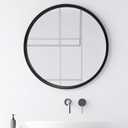 MAGFLERUM Black Round Mirror 24 inch, Wood Framed Large Round Mirror, Black Wall Mirror for Bathroom, Wall-Mounted Circle Mirrors, Suitable for Entrance, Living Room, Bedroom, Hallway, Vanity (24"L x 24"W)