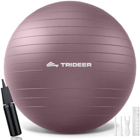 Trideer Yoga Ball - Exercise Ball for Workout pilates Stability - Anti-Burst and Slip Resistant for physical therapy, Birthing, Stretching & Core Workout, Office Ball Chair, Flexible Seating, Home Gym Size L 23"-26"/58-65 Cm