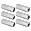 PATIKIL M12 x 1.25-Pitch 304 Stainless Steel Hex Coupling Nuts, 6Pcs 50mm/ 2" Length Fully Threaded Rod Coupling Nut Studding Connector Fasteners, Silver Tone