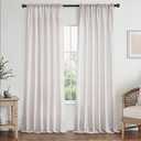 MIULEE Bleached Linen White Curtains 90 Inch Length 2 Panels Set for Living Room Bedroom Semi Sheer Light Filtering Farmhouse Rod Pocket Long Soft Thick Linen Textured Window Drapes W42XL90