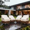 ANartcle Swivel Patio Chair Cover 4 Pack,600D Waterproof Heavy Duty Outdoor Chair Cover(33 W x 35 D x 36 H inches),Patio Furniture Covers,Outdoor Furniture Covers Waterproof,Beige&brown