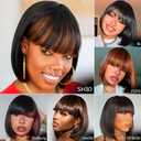 ToyoTress Dark Brown Bob Wig With Bangs - 8 Inch Blunt Cut Bob Wigs For Black Women, Short Straight Light Yaki Synthetic Hair Replacement Wigs Daily Costume Cosplay Heat Resistant (8 Inch, #2)