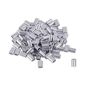 50Pcs Aluminum Crimping Loop Sleeves Cable Crimp for 3/ 16" Wire Rope End