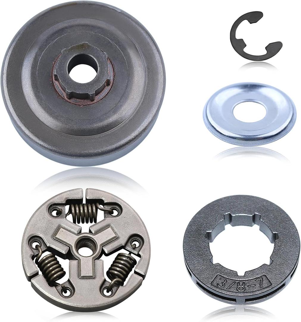 Adefol 3/8"-7T Sprocket Clutch Drum Kit for Echo CS-352 CS-310 305S 340S Chainsaw, CS-310 Clutch Drum Assy Kit with Rim Sprocket Washer E-Clip Replacement Parts # 99944400395