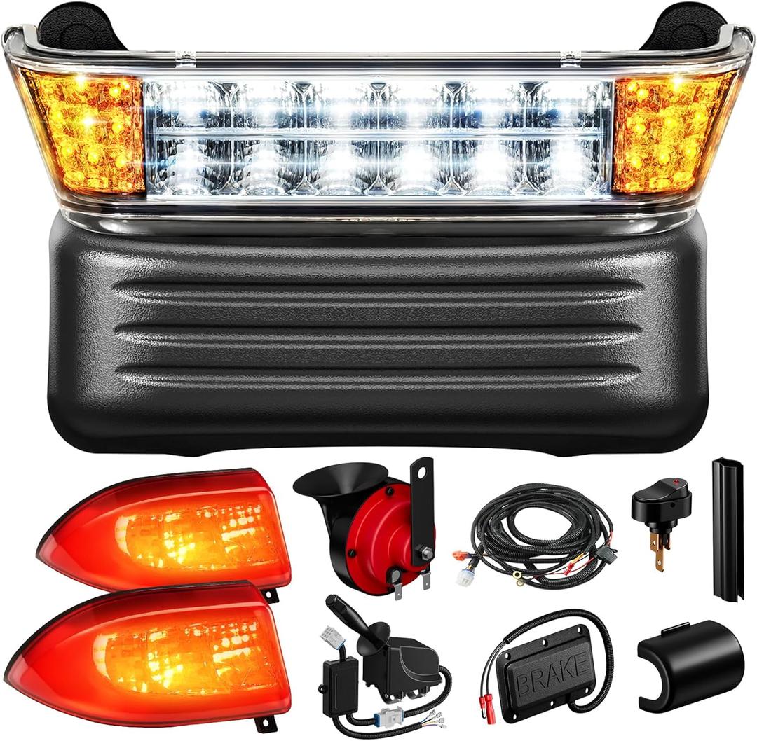 Deluxe Club Car Headlight and Taillights Kit for Precedent 2004-Up Electric Models, 12V Golf Cart Street Legal Light Kit, Includes Headlight, Taillights, Turn Signal kit
