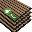 Art3d 12" x 24" Acoustic Wood Slat Wall Panel, 4pcs, 8 sq.ft, Deep Walnut