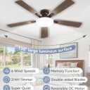 LEDIARY 60 Inch Flush Mount Ceiling Fans with Lights, Remote & APP Control | 3CCT,Stepless Dimmable,Memory Function,Timer,6-speed,Reversible Blade, Quiet DC Motor, Damp-Rated, Living Room, Covered Patio