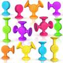Toddlers Suction Cup Bath Toys: 12 Pcs Sensory Suction Bath Toys for Toddler, Kids Suction Fidget Toys Suction Cup Toys for Windows Travel