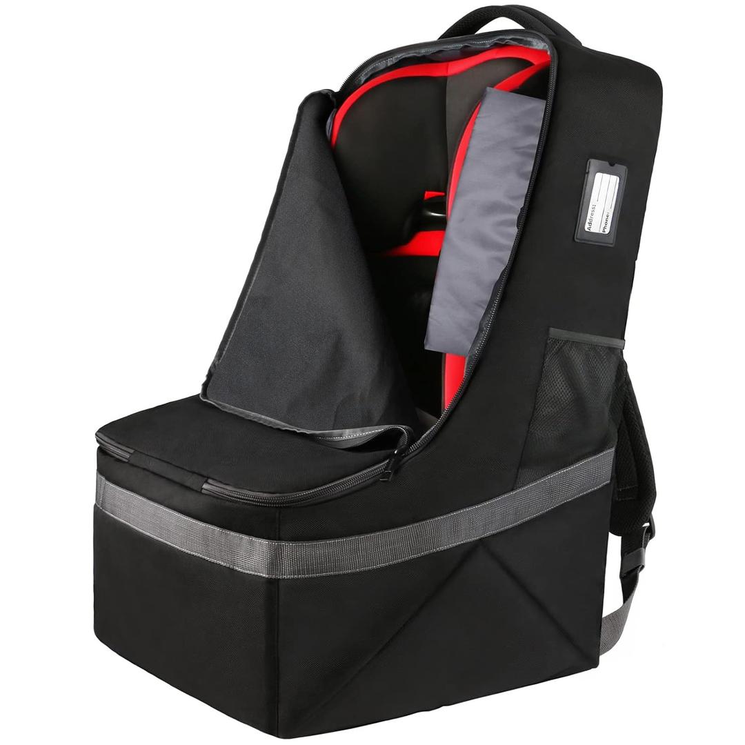 YOREPEK Padded Car Seat Travel Bag Backpack for Airplane, Heavy Duty Car Seat Bags for Air Travel, Carseat Cover for Airplane Travel with Shoulder Strap, Car Seats Carrier for Airport, Black (Black)
