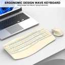 Wireless Keyboard and Mouse Combo, 2.4G Full Size Wave Keys Ergonomic Keyboard with Wrist Rest and 3-Level DPI Adjustable Wireless Ergonomic Mouse for Windows, Mac OS Desktop/Laptop/PC(Latte)