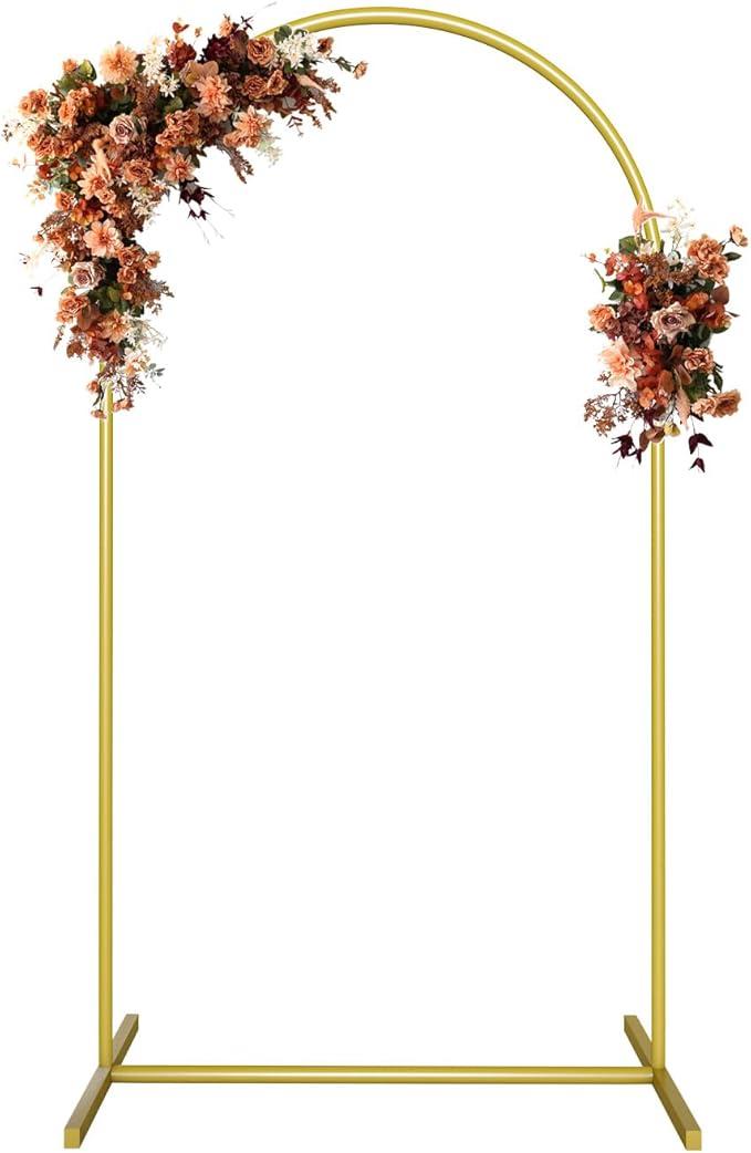 Metal Arch Backdrop Stand Gold Wedding Balloon Arched Backdrop Stand Square Arch Frame for Birthday Party Bridal Baby Shower Ceremony Decoration, 4x1.7FT