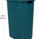 Mind Reader Slim Laundry Hamper with Lid, 60L Tall Clothes Basket, Narrow Tapered Design for Bathrooms, Closets and Laundry Rooms, Plastic, Blue