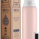 Brita Stainless Steel Premium Filtering Water Bottle, BPA-Free, Reusable, Insulated, Replaces 300 Plastic Water Bottles, Filter Lasts 2 Months or 40 Gallons, Includes 1 Filter, Rose - 20 oz