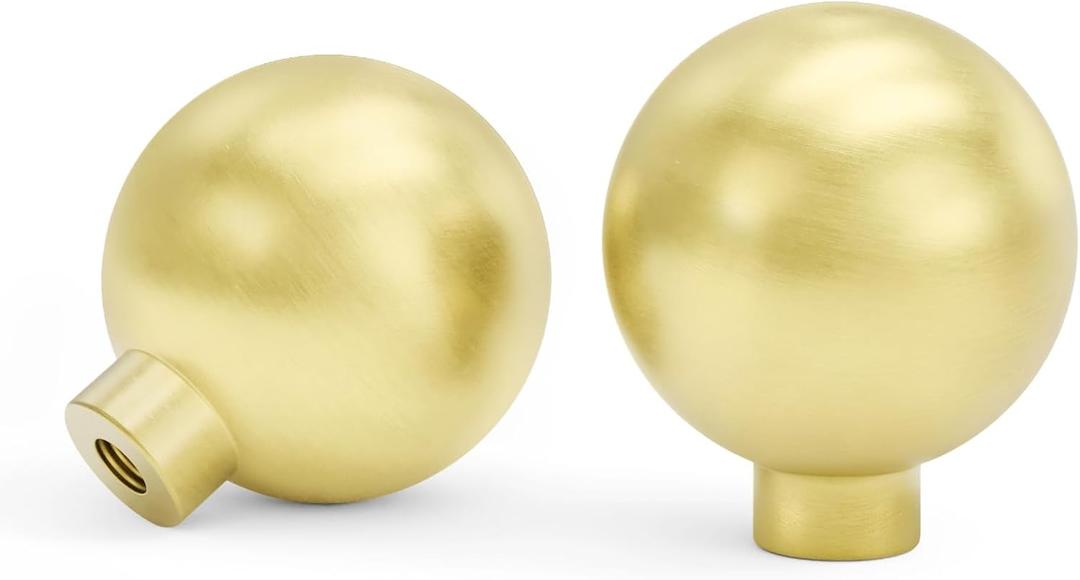 Goldenwarm 20 Pack Gold Knobs for Dresser Round Ball Brushed Gold Cabinet Knobs Brass Kitchen Drawer Hardware Cupboard Dresser Bathroom Single Hole
