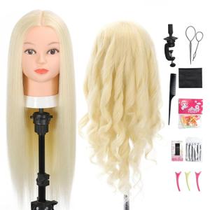Opini Mannequin Head with Real Human Hair 80% 26 Inch Hair Mannequins to Practice on Doll Heads for Hair Styling with Clamp and Tools Cosmetology Mannequin Head #613 Blond
