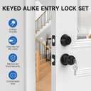 Estmoon 2 Pack Exterior Door Lock Set Matte Black Door Locks for Front Door | Keyed Alike Deadbolt Lock, Stainless Steel Single Cylinder Door Knobs with Lock, for Interior/Exterior,Easy to Install,6 Keys