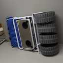 MacSports All Terrain Beach Wagon with Side Table|Heavy Duty Collapsible Folding Cart with Large Wheels for Beach Day, Picnic, Camping, Outdoor Activities | Blue/White