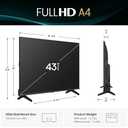 Hisense 43-Inch Class A4 Series FHD 1080p Smart Fire TV (43A4NF, 2025 Model) - DTS Virtual: X, Slim Bezel Design, Alexa Built in
