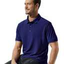 MIER Polo Shirts for Men Short Sleeve Quick Dry Polyester Collared Shirts Casual Golf Shirts, Moisture-Wicking (Blue, XL)
