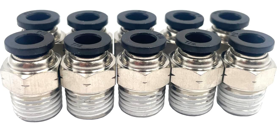 10 Pcs Male Straight 1/4 Inch Tube OD x 1/4 Inch NPT Thread Push to Connect Fitting PC-1/4-N2 Push to Connect Pneumatic Tube Fitting Fit Connector Quick Release Air Fittings