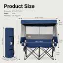 Overmont Camping Chair with Canopy- Folding Double Loveseat Chair with Adjustable Shade | Portable Beach Chair for Outdoor Sport Lawn Fishing, Support 660lbs, Adjustable Armrest Height, Reinforced 600D Fabric,