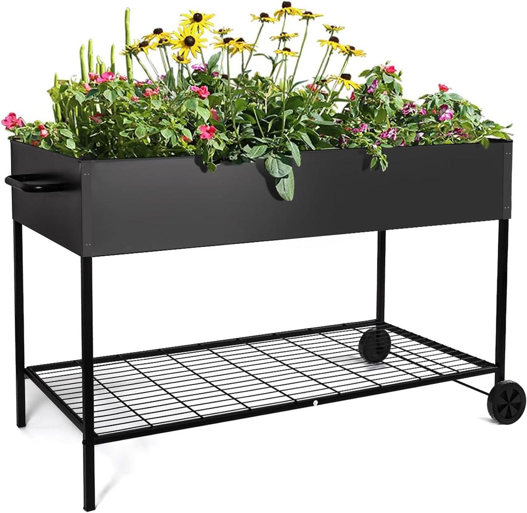 MIXC 50 * 26 * 31 Large Metal Raised Garden Beds with Legs, Elevated Planter Boxes Outdoor Raised for Gardening, Bigger Planter Box for Vegetable Flower Herb, 50L X 26W
