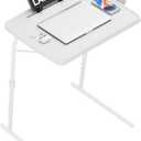 Allpop X TV Tray Table, TV Dinner Tray for Eating, Large Adjustable Folding Laptop Table with Book Stand, Cup Holder & Tablet Slot on Couch & Bed with 6 Heights & 3 Tilt Angles, White