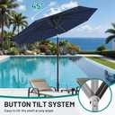 AreShark 9FT Patio Umbrella with Solar Lights, 32 Lighted Pool Umbrella w/Tilt and Crank, Outdoor Market Solar Umbrellas for Garden, Deck, Backyard, Pool and Beach, Navy