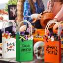 Amyhill 3 Pcs Halloween Wooden Table Centerpiece Decor for Home Trick or Treat Fake Candy Tiered Tray Decor Wood Treat Bags Tabletop Shelf Sitter for Halloween Home Shelf Party Supplies